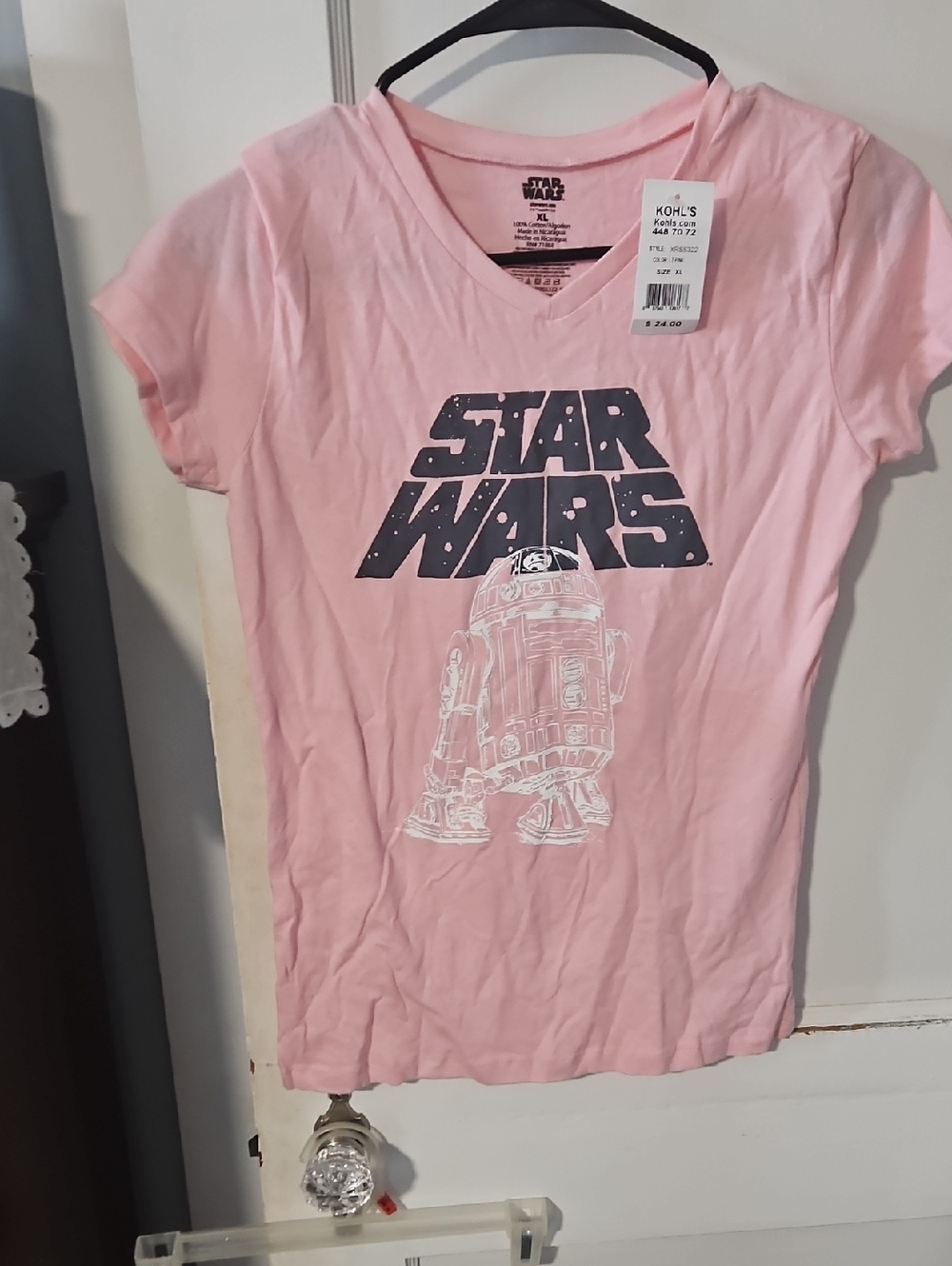 NWT Star Wars Pink R2-D2 V‑Neck Graphic Tee
